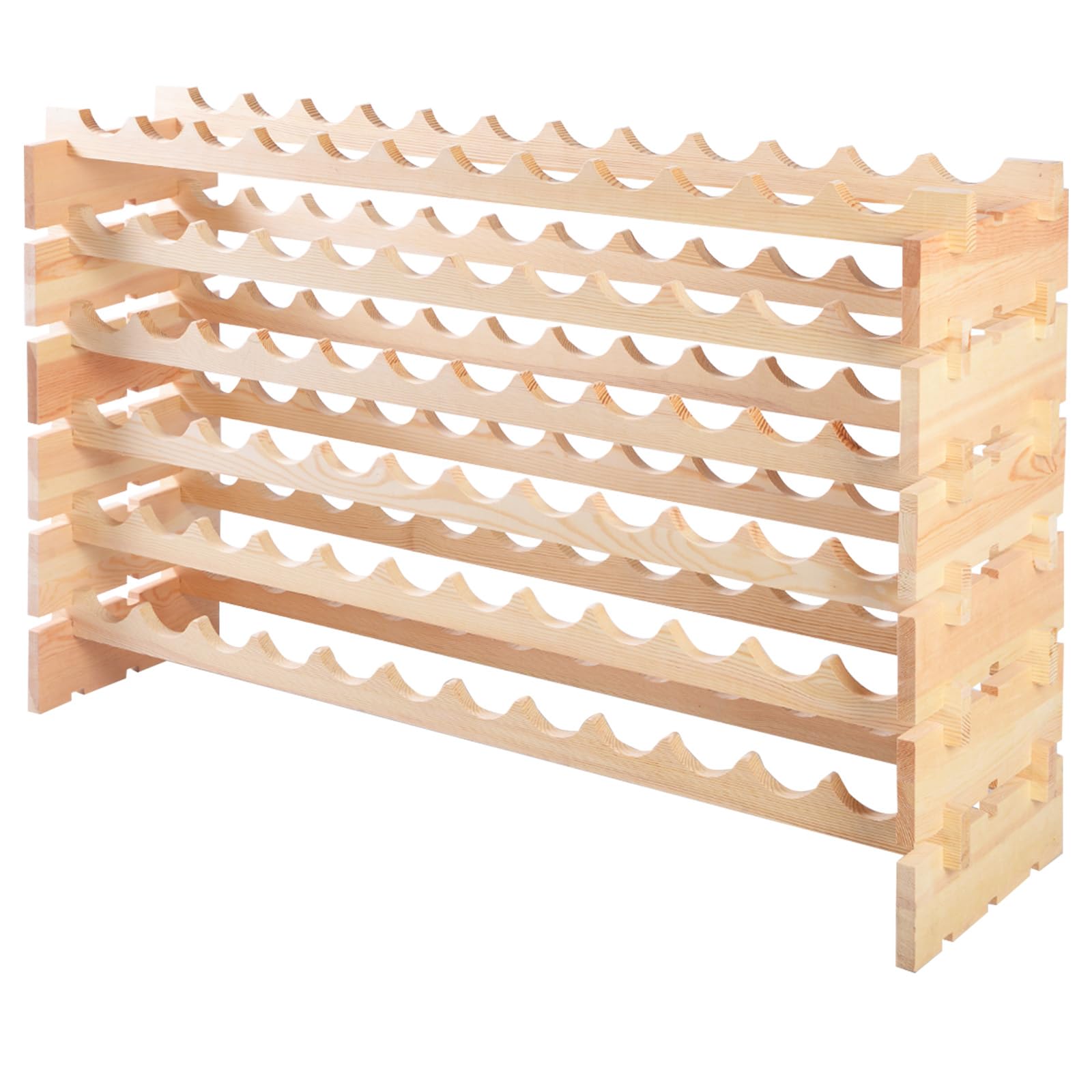 GIANTEX Weinregal Stapelbar Holz, Flaschenregal für 72 Flaschen, Weinschrank Weinständer mit 6 Ebenen, Flaschenständer Modular für Küche Bar, Holzregal 119 x 29 x 72 cm, Naturholzfarbe
