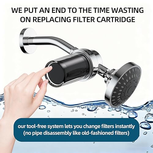 Miniatura 5 de Paquete de 2 filtros de ducha con 11 cartuchos de repuesto, filtro de carbono de cáscara de coco que elimina el cloro, metales pesados, filtro de