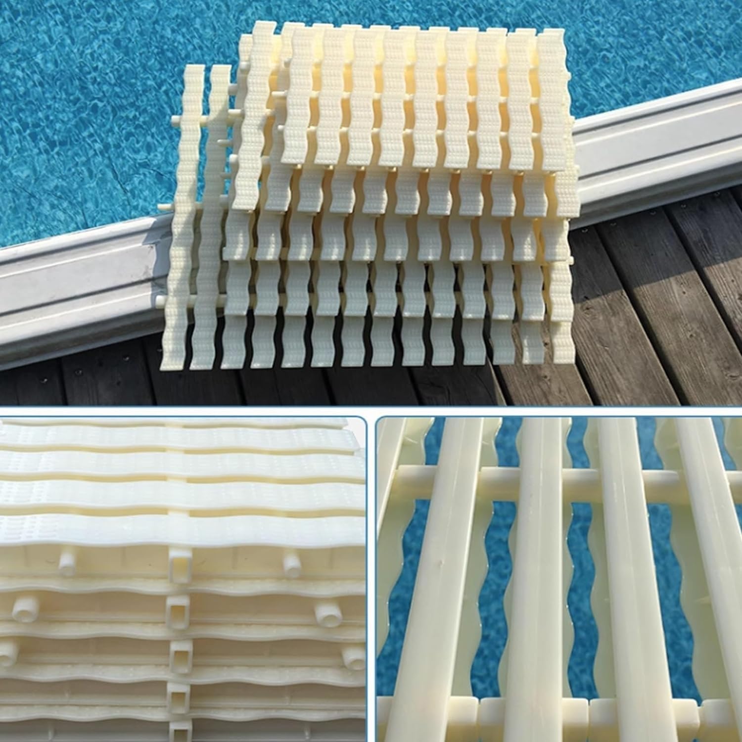 Griglie di drenaggio per Piscina, Griglie di drenaggio per Piscina Beige, Larghezza 18-40 cm, griglia di Scarico in plastica ABS, Copertura per griglia di Troppo Pieno, Confezione da 1/2/4/6