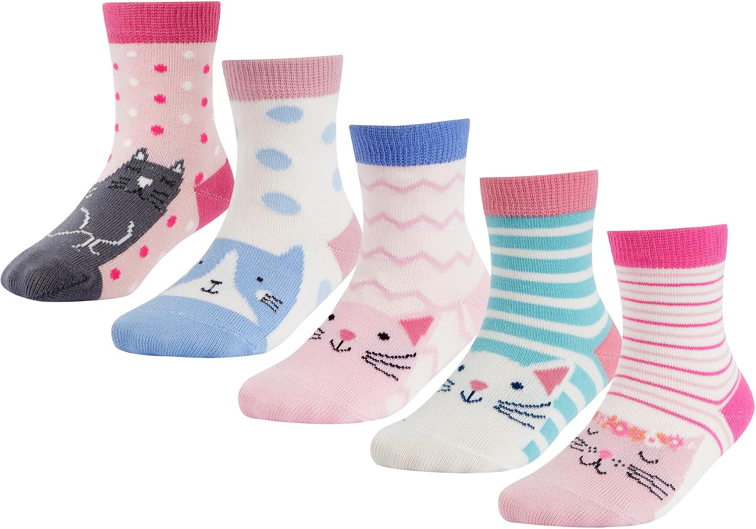 CHUNG Little Big Girls Cotton Socks Toddler above Ankle Polk Dot Crew Fashion Cartoon Cute Fun Pig