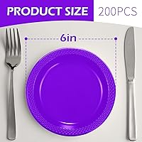 Vista 9 de Mimorou 200 Pcs Plastic Dessert Plates 6 Inch Disposable Round Dinner Cake Plates Bulk for Wedding Birthday Picnic Salad Appetizer Party Orange