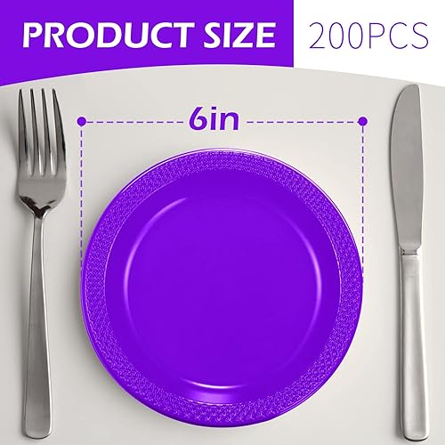 Miniatura 9 de Mimorou 200 Pcs Plastic Dessert Plates 6 Inch Disposable Round Dinner Cake Plates Bulk for Wedding Birthday Picnic Salad Appetizer Party Orange