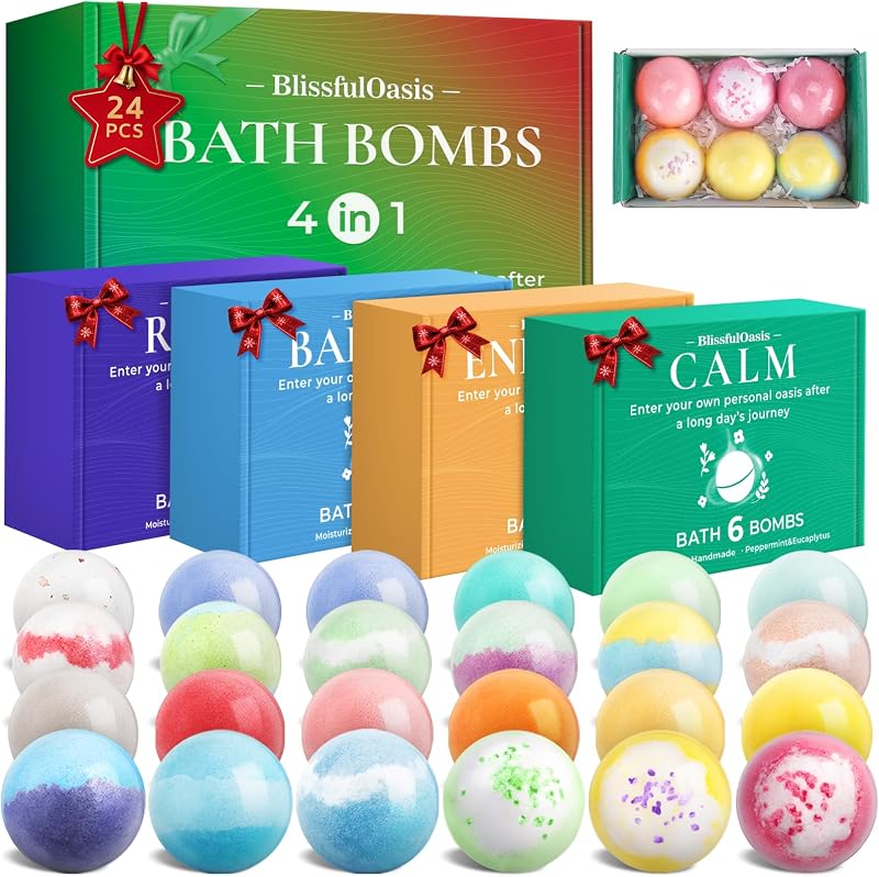 BlissfulOasis Conjunto com 24 bombas de banho e 6 fragrâncias