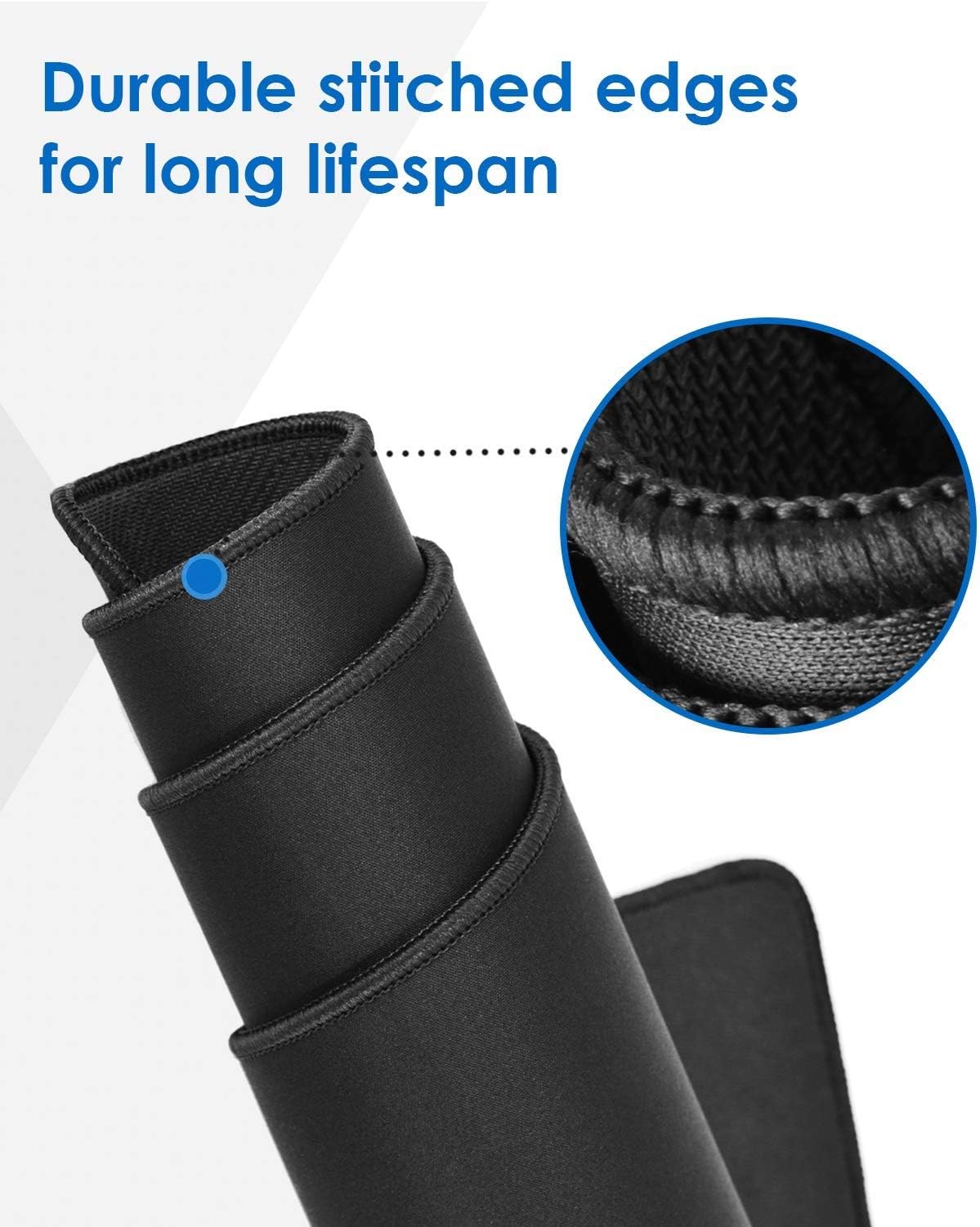 Extended Gaming Mouse Pad with Stitched Edges, Amazer-T Large Mousepad with Premium-Textured Cloth, Non-Slip Rubber Base, Waterproof Keyboard Pad, Mouse Mat for Gaming and Working - 80x30cm