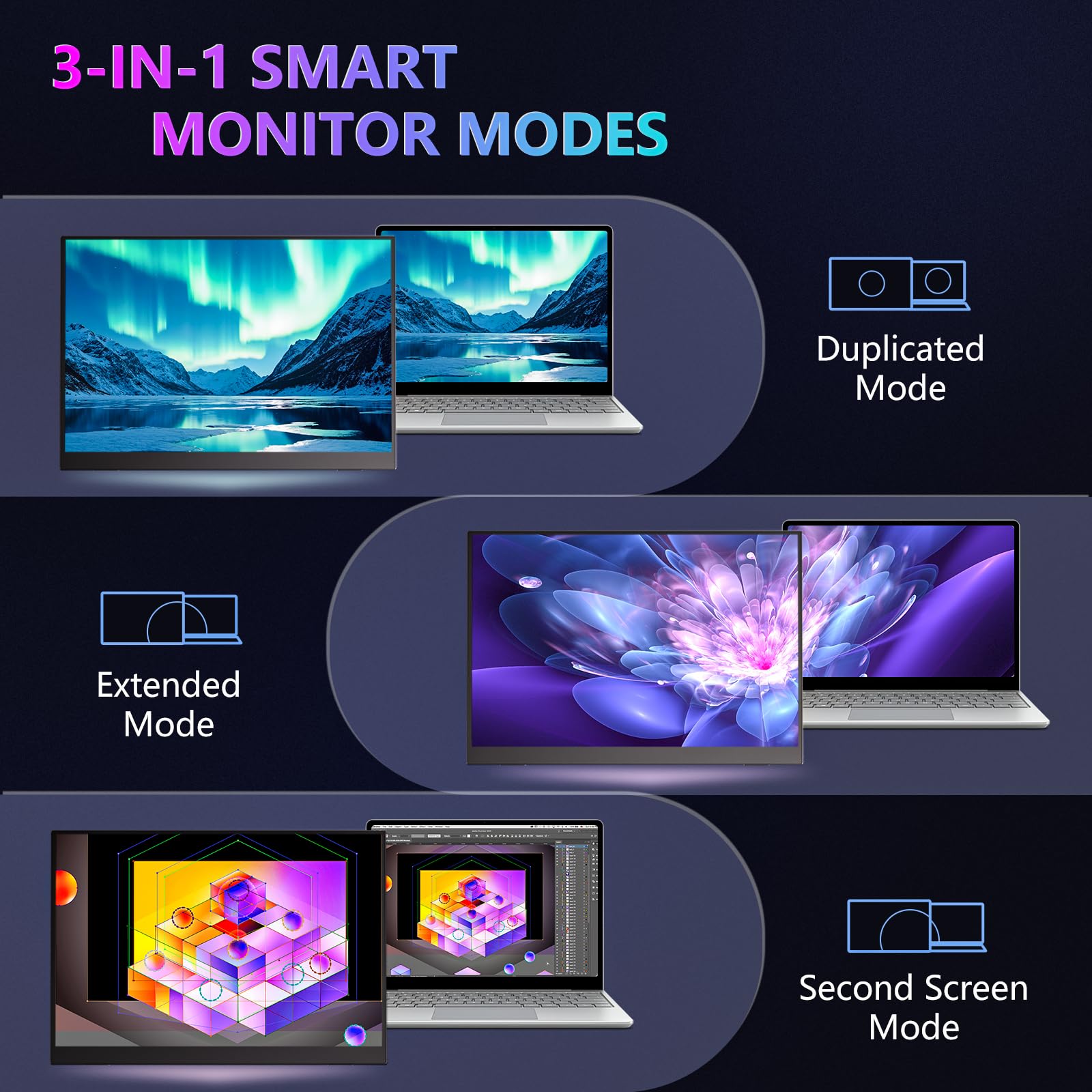 WUAWE Przenośna podpórka na monitor 35.6 cm ultra cienka do GEEKOM drugi ekran do laptopa, komputera, telefonu, Xbox, PS4/PS5, przełącznika