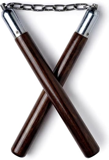 SLYK Wooden Nunchaku for Martial Arts Training, Traditional Bruce Dragons's Fury 526 Karate Wooden Sticks (Brown)