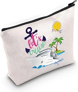 Cruise Vacation Cosmetic Make Up Bag Summer Beach Vacation Gift Let's Cruise Makeup Zipper Pouch Bag For Friend Family (Let's Cruise)