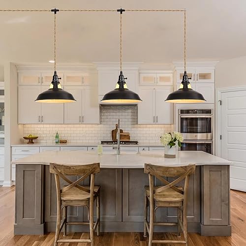 Miniatura 6 de Lámpara colgante enchufable de 22 pies con interruptor de encendidoapagado de cable, 3 luces y pantalla de cuerda de cáñamo, lámpara colgante de