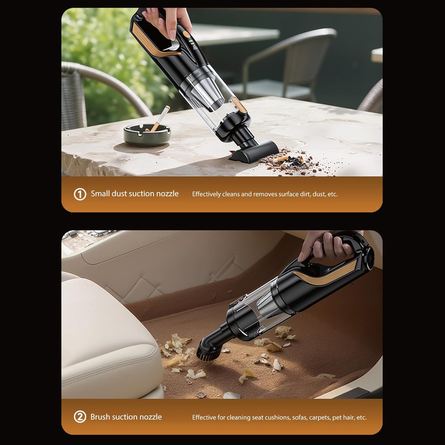 High Suction Portable Auto Vacuum 18000PA Charging Compact ABS for Pet Hair Vehicle Home Use USB Rechargeable Car Vacuum