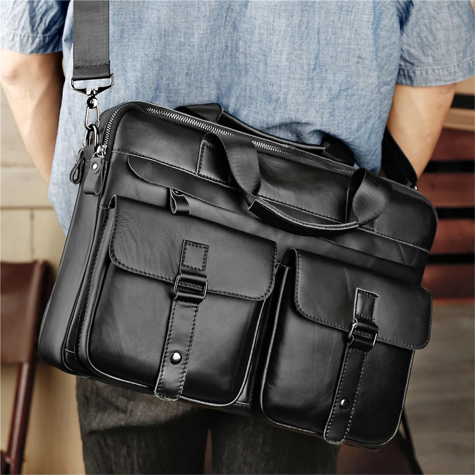Valigetta 24 Ore Uomo Valigette da uomo in pelle Borsa for laptop 15,6 pollici Borse ufficio for a tracolla for documenti lavoro