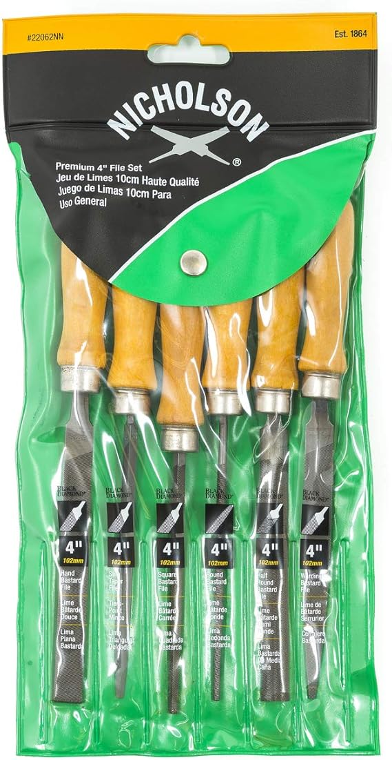 Crescent Nicholson 6 Pc. 4" Assorted American Pattern File Set with Wooden Handles 22062NNN