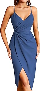 Vestido de cóctel para mujer, vestido de fiesta, vestido de verano, vestido midi festivo, elegante, bodycon para boda, sin mangas, tirantes finos, vestido de noche