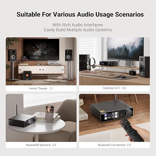 Miniatura 6 de AIYIMA Amplificador Bluetooth A80 DAC estéreo HiFi receptor de audio para el hogar con PFFB, amplificador de potencia clase D de alta resolución de