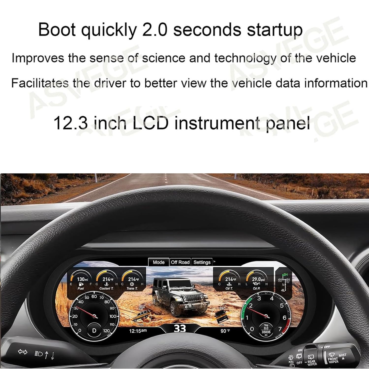 12.3 inch Digital Dash Instrument Cluster for Jeep Wrangler JL/Gladiator 2018-2023 Car Odometer Dashboard Cluster Virtual Cockpit Plug&Play,Non-Destructive Install,OTA Upgrade