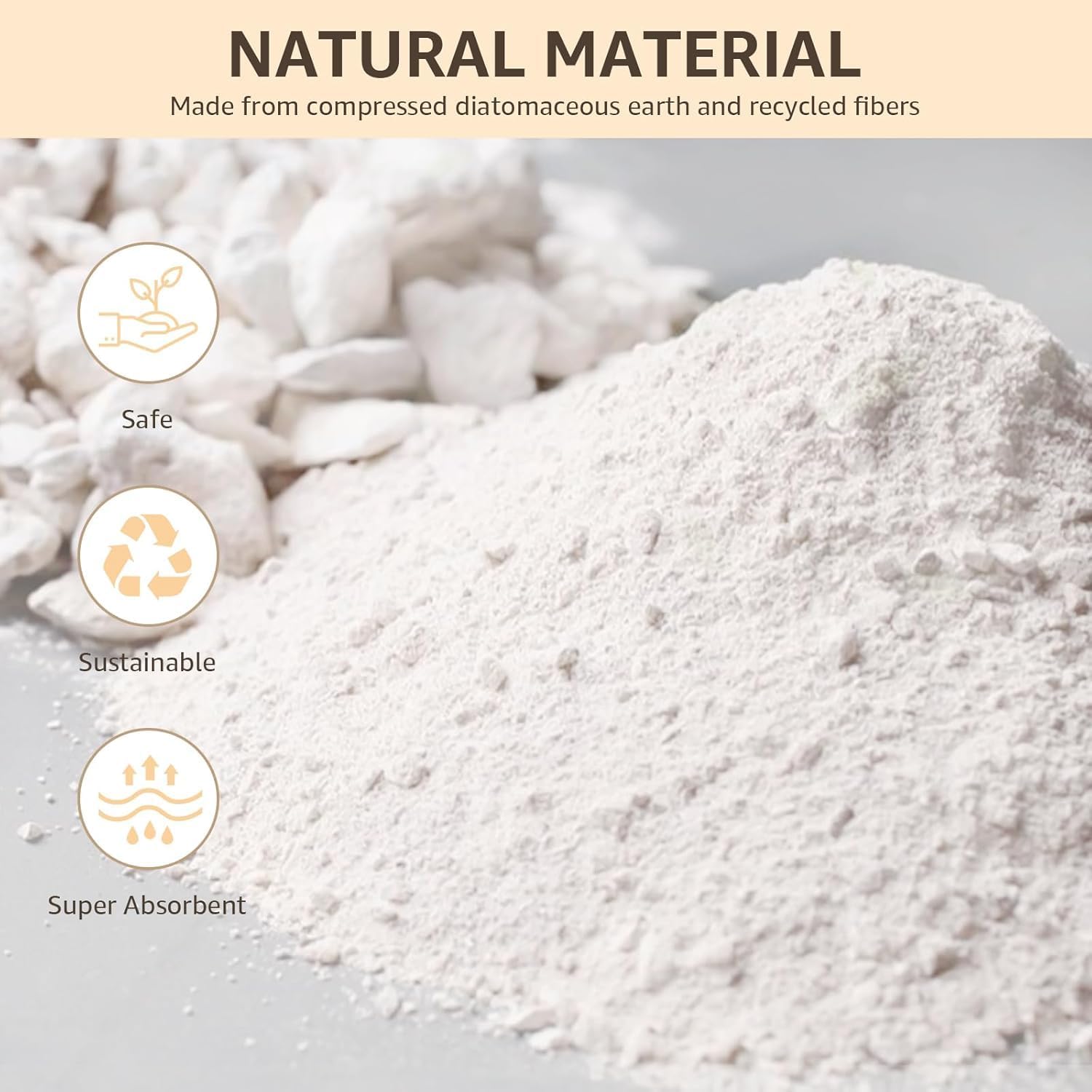 Diatomaceous Earth Stone Bath Mat, 24" x 15" Non-Slip Super Absorbent Diatomite Mat for Bathroom, Quick Dry Floor Mat Easy to Clean, White - Image 7