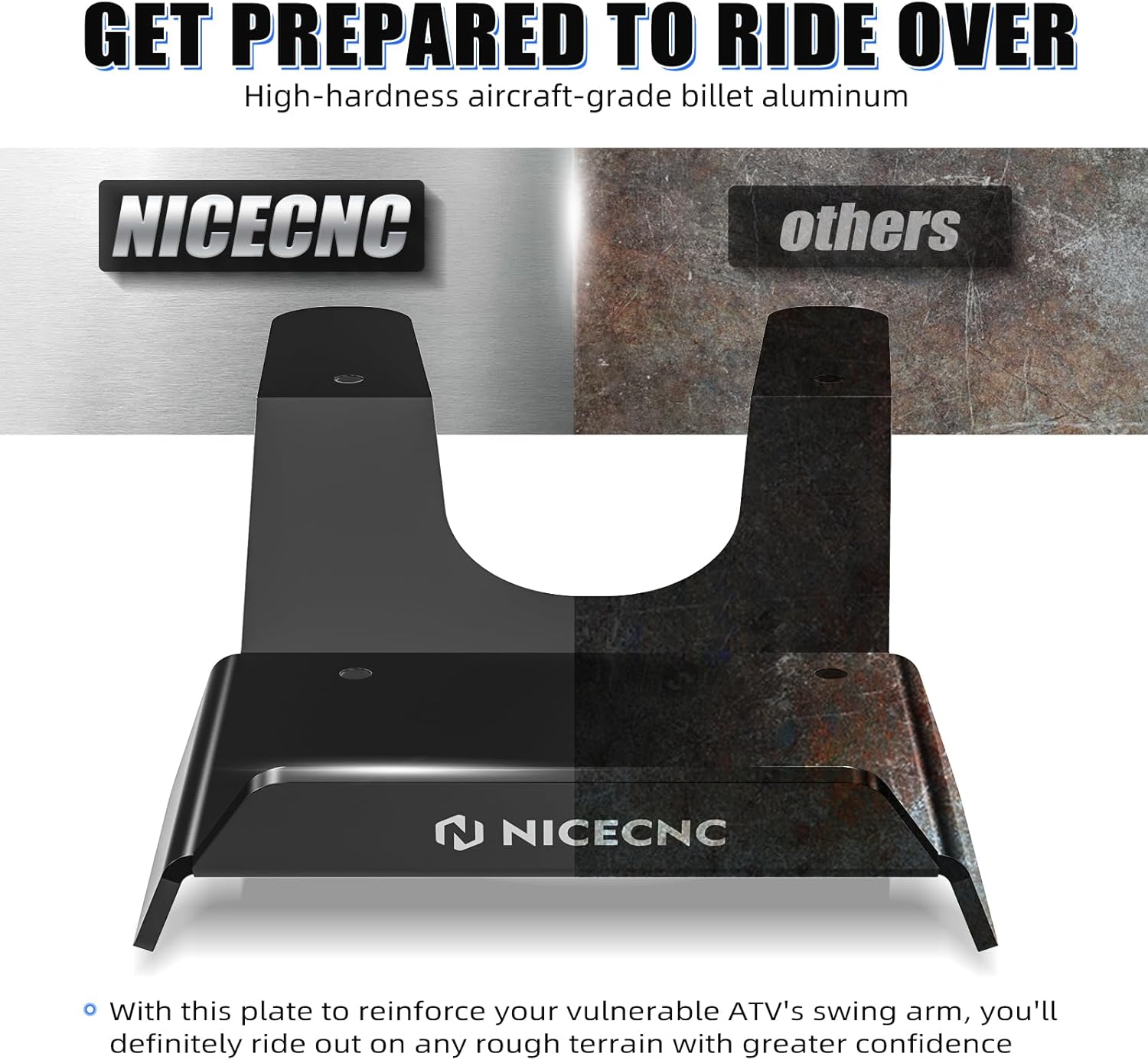 NICECNC Swing Arm Skid Plate Guard, Black Billet Aluminum Rear Swing Arm Protector Compatible with Yamaha YFZ450R 2009-2024, YFZ450RSE 2017-2024, YFZ450X 2010-2011, YFZ450R Special Edition 2016