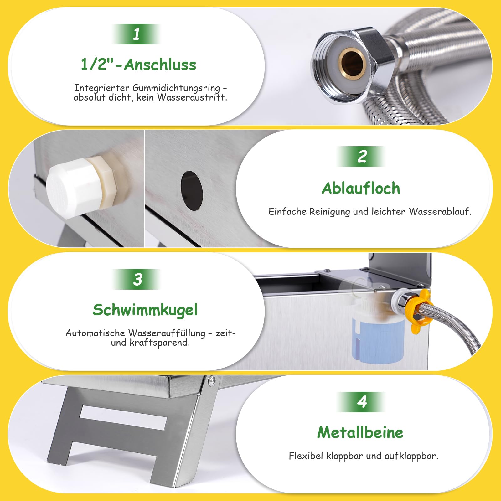 Hühnertränke 9 Liter Edelstahl Automatische Hühnchen Wasserer Automatische Geflügel Wasserer Spender Mit Float Ventil Und Bein Große Kapazität Metall Hühnchen Wasser Für Hühnchen Ente Taube Gans