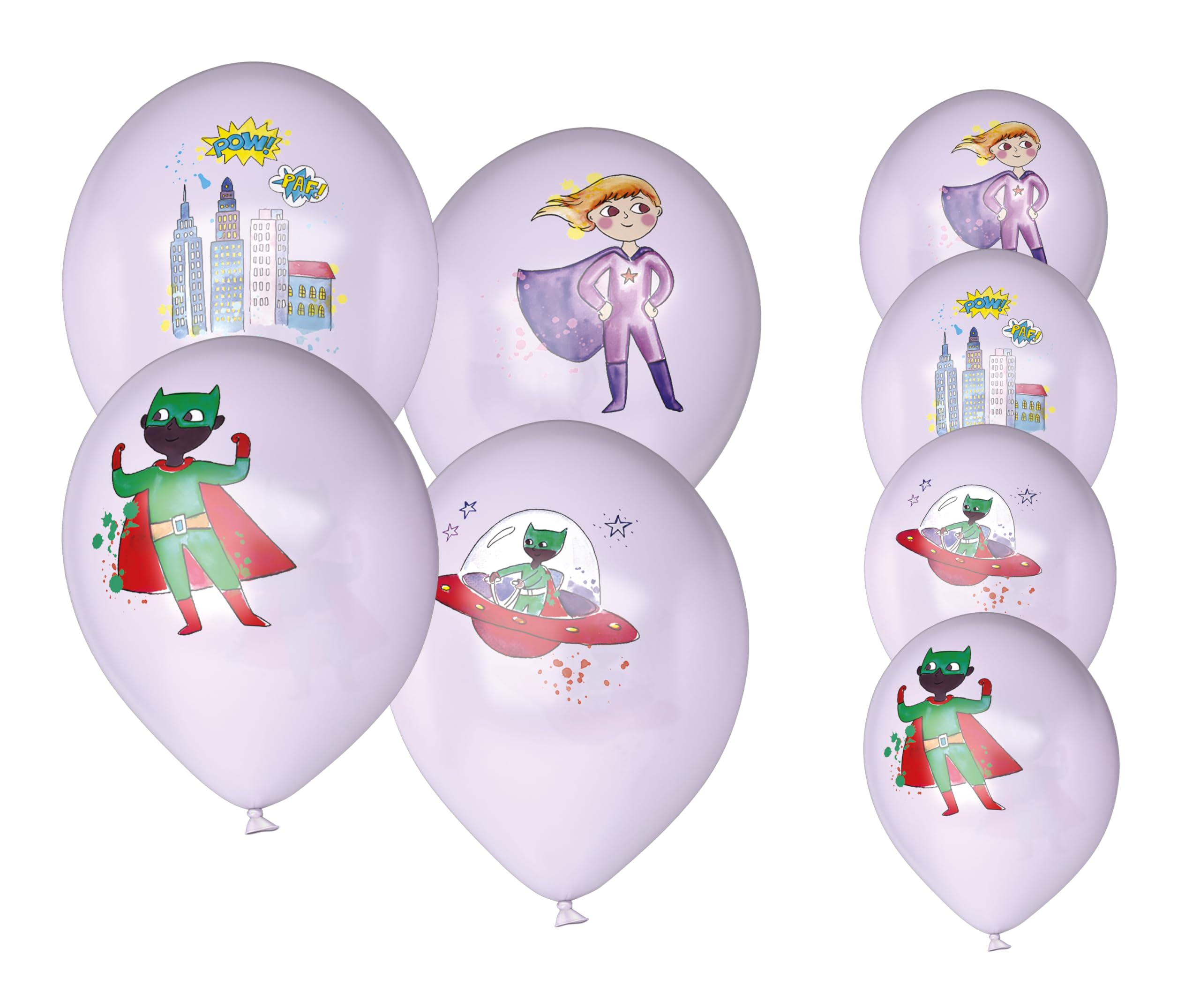 P'tit Clown re22468 - Zestaw 8 balonów urodzinowych superbohaterów