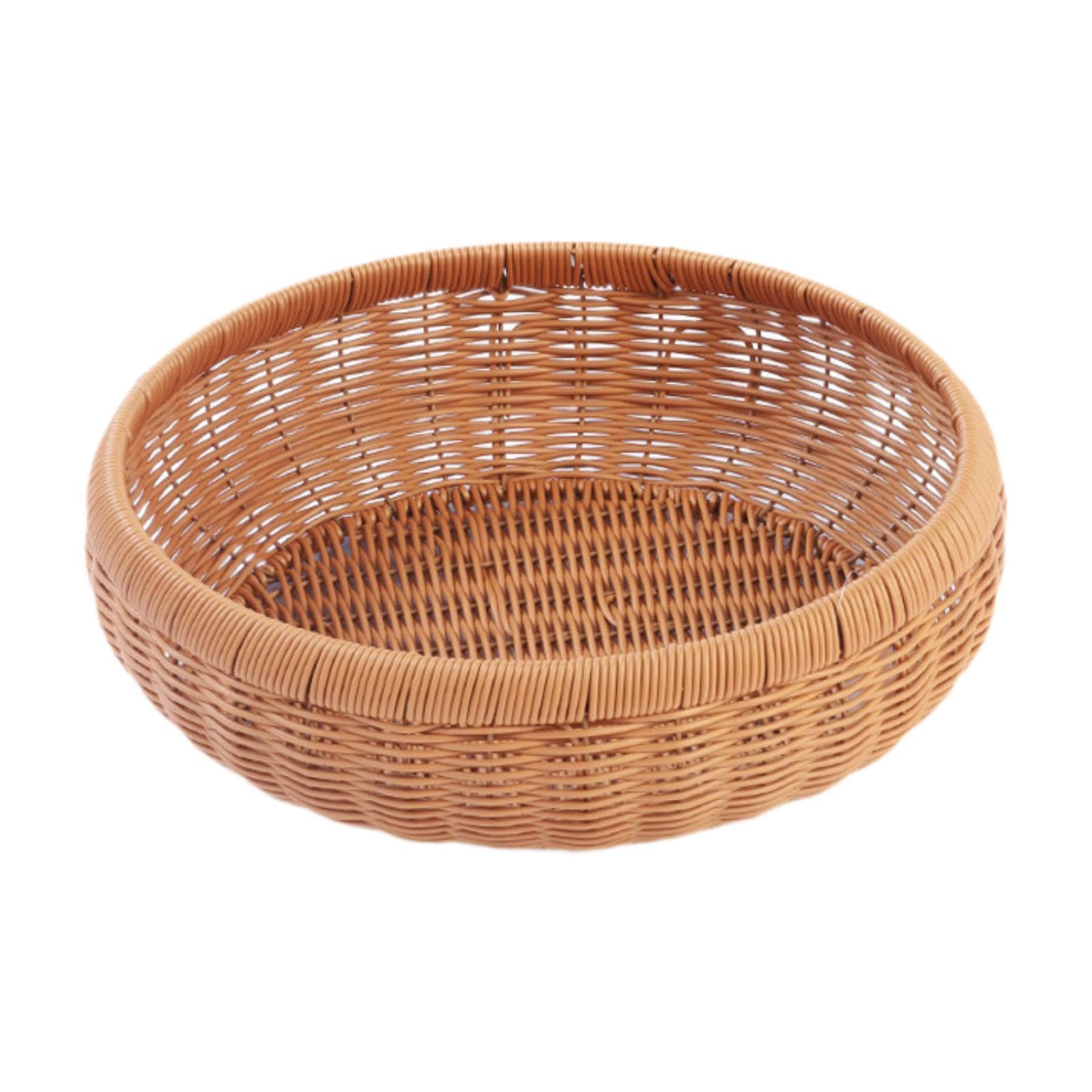 PIXZCSA Hand Woven Storage Basket PP Kitchen Organizer Serving Basket Adds Unique Character To Any Decor Storage Container Can Be Used Not Only For Storing, Brown, 30x7cm