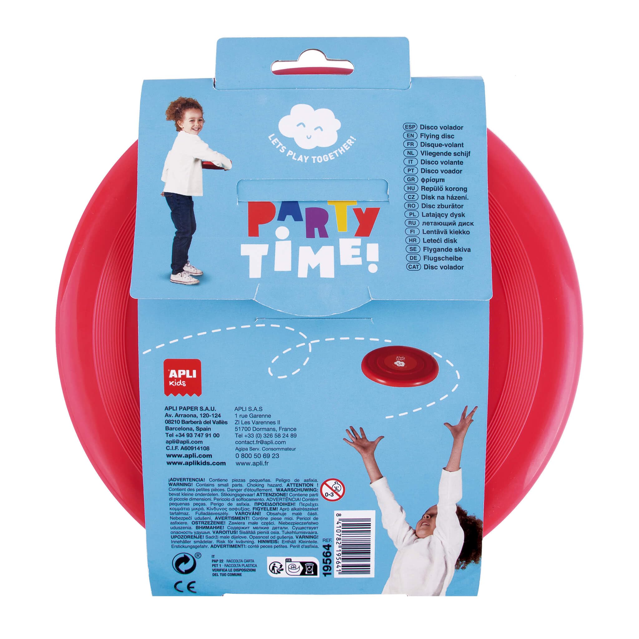 APLI Kids 19564 Latający krążek, Frisbee czerwony idealny do zabawy na świeżym powietrzu