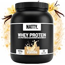 NATTY Whey Protein Powder 1 kg - 23 g Protein per Serving - Premium Protein Powder for Muscle Building - High Protein Shake Protein Powder - Concentrate Whey Protein Vanilla