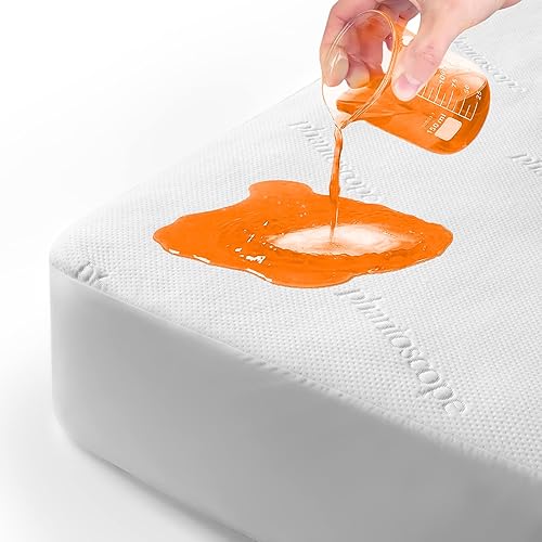 Miniatura 8 de Phantoscope Protector de colchón 100% impermeable de 5 lados, tamaño Queen, funda de colchón 3D de bambú suave, funda de colchón con bolsillo de 18