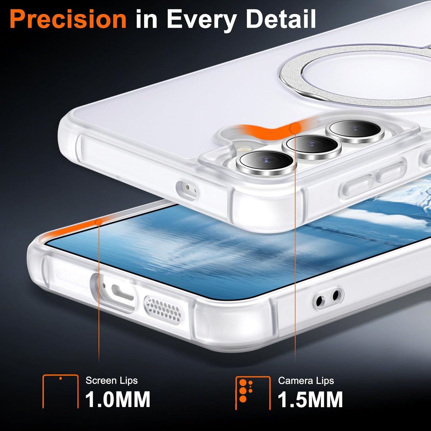 Magnetic Stand for Samsung Galaxy S26 Case [Military Grade Drop Protection] with Kickstand, Matte Translucent Slim Case for S26 6.3", White