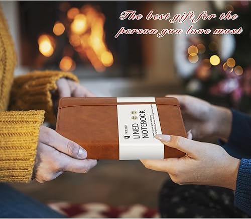 Miniatura 7 de Cuaderno de diario rayado, 366 páginas, diarios de tapa dura de cuero para escribir grueso A5, cuaderno clásico con rayas universitarias con lazo