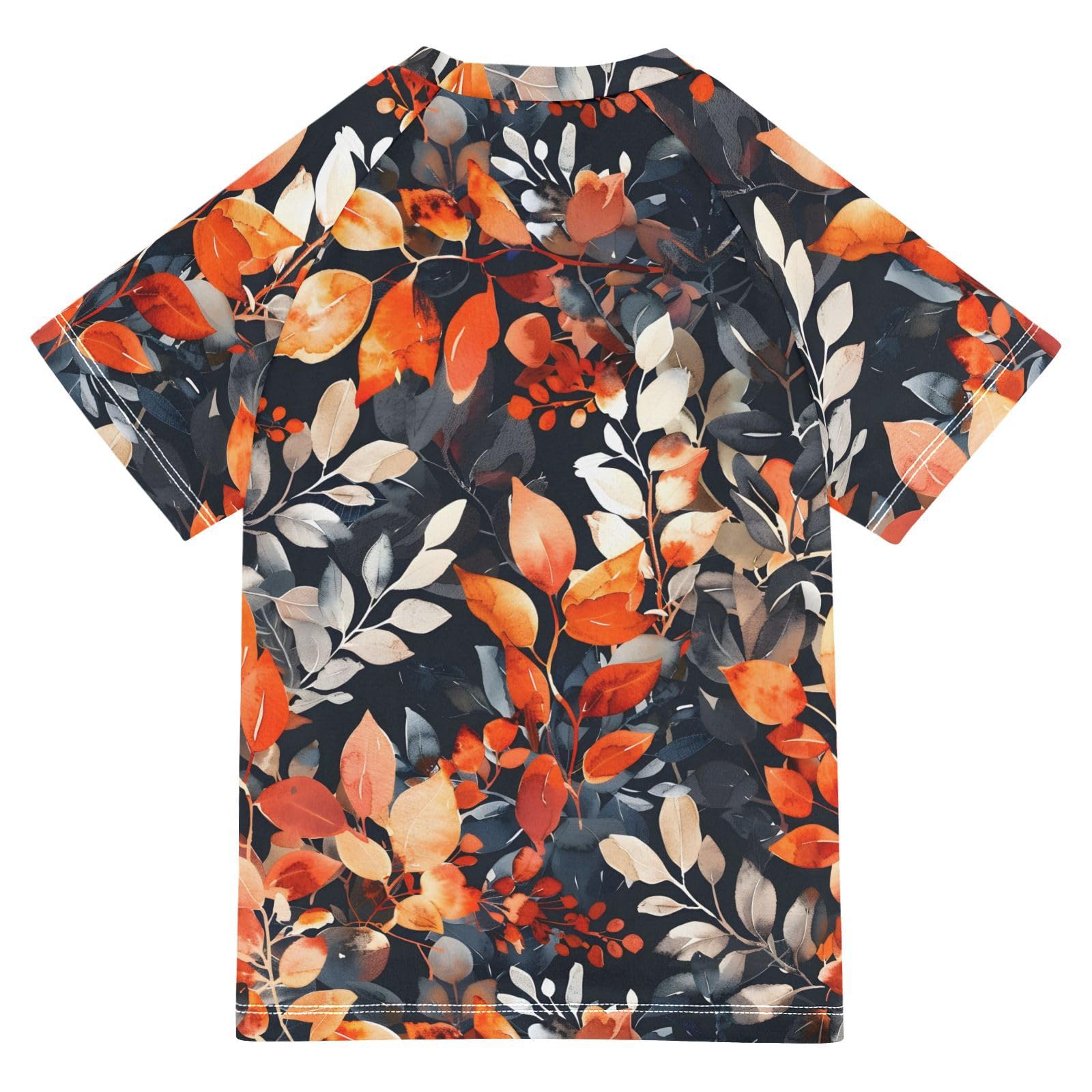 Boys Rash Guard Short Sleeve Swim Shirts for Boys Floral Watercolor Style Sun Protection 7-8T
