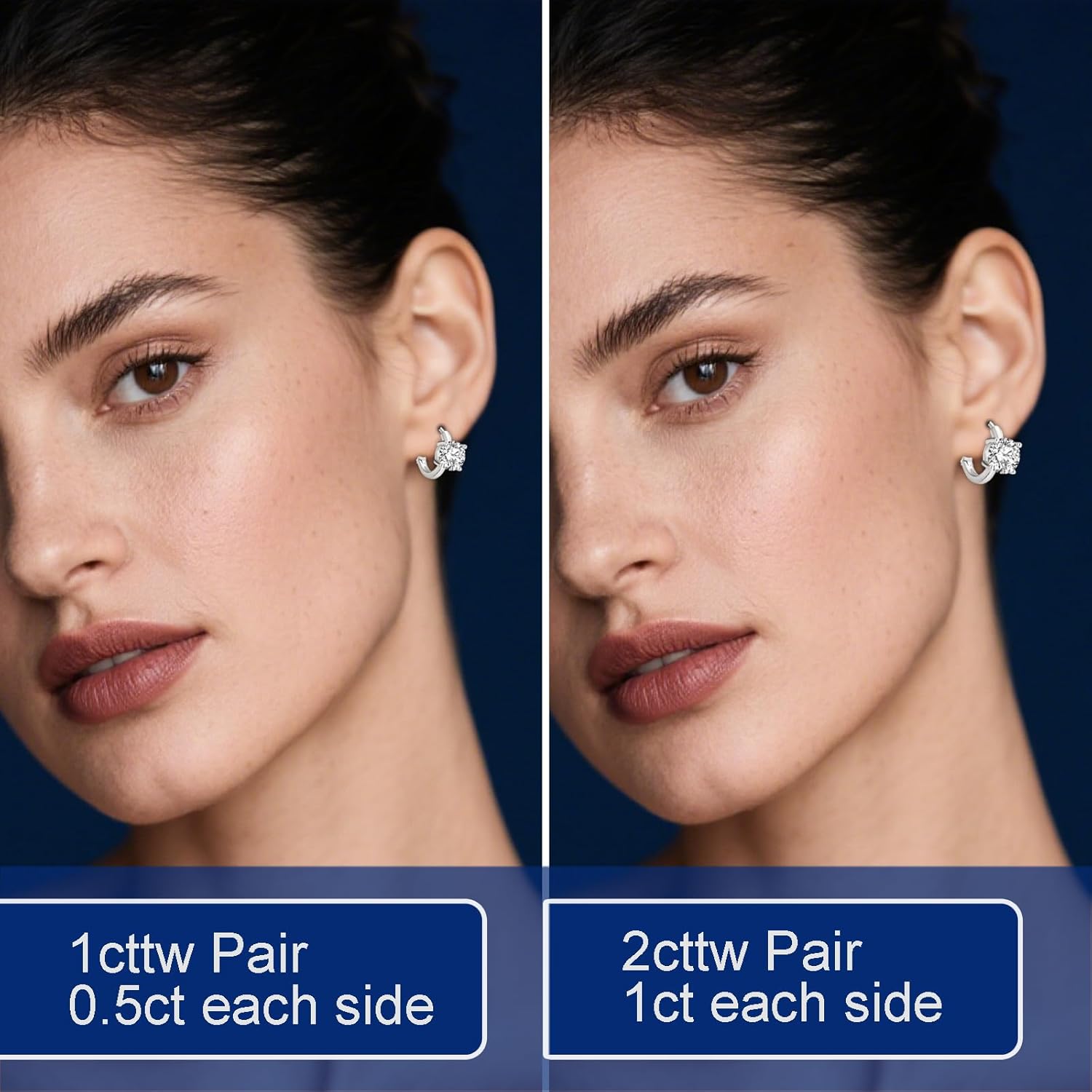 1-2ct Moissanite Hoop Earrings for Women,C4P D Color Simulated Moissanite 925 Sterling Silver Earrings with Certificate of Authenticity - Image 5