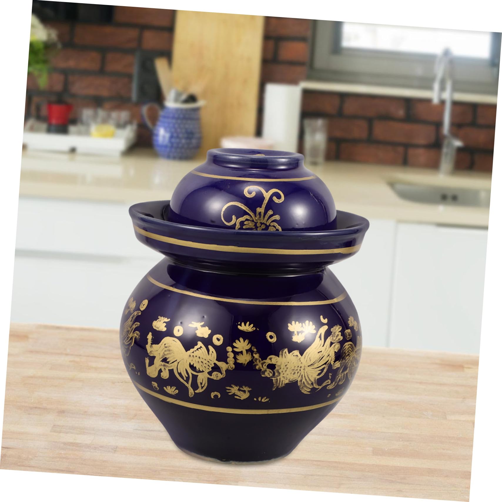 Toyvian Tarro de Cerámica para Encurtir con Tapa Hermética, Capacidad Grande y Diseño Tradicional para Fermentación y Almacenamiento en Uso Doméstico