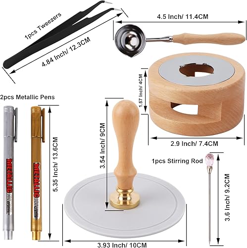 Miniatura 5 de Kit de sellos de cera con caja de regalo 624 cuentas de sellado de cera sello de sellado de cera calentador de cera de sellado cuchara de fusión de