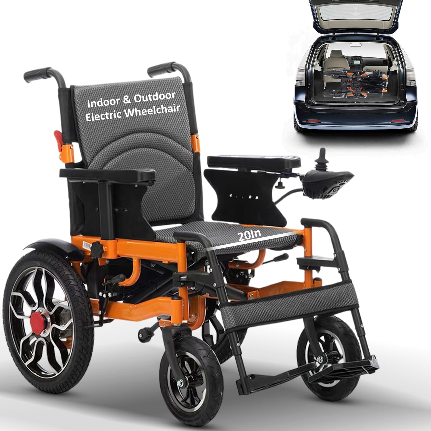 Electric Wheelchairs for Adults,Foldable All Terrain Power Wheelchair,25 Miles Long Range,20in Comfort Seat Electric Wheelchair,Portable Lightweight Motorized Wheelchairs for Seniors-Up to 330lbs