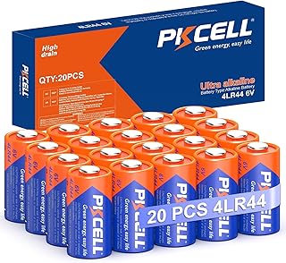 PKCELL Pacote com 20 baterias 4LR44, bateria alcalina de 6 V para coleira receptora de cães, compatível com bateria PX28A 476A A544 K28A L1325
