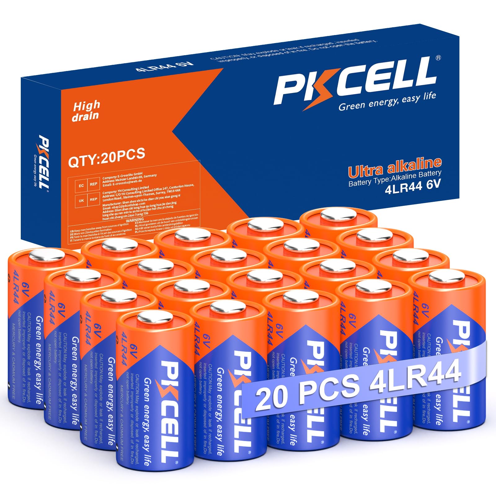 Amazon.com: PKCELL 20 Pack 4LR44 6V Battery, 4LR44 Alkaline