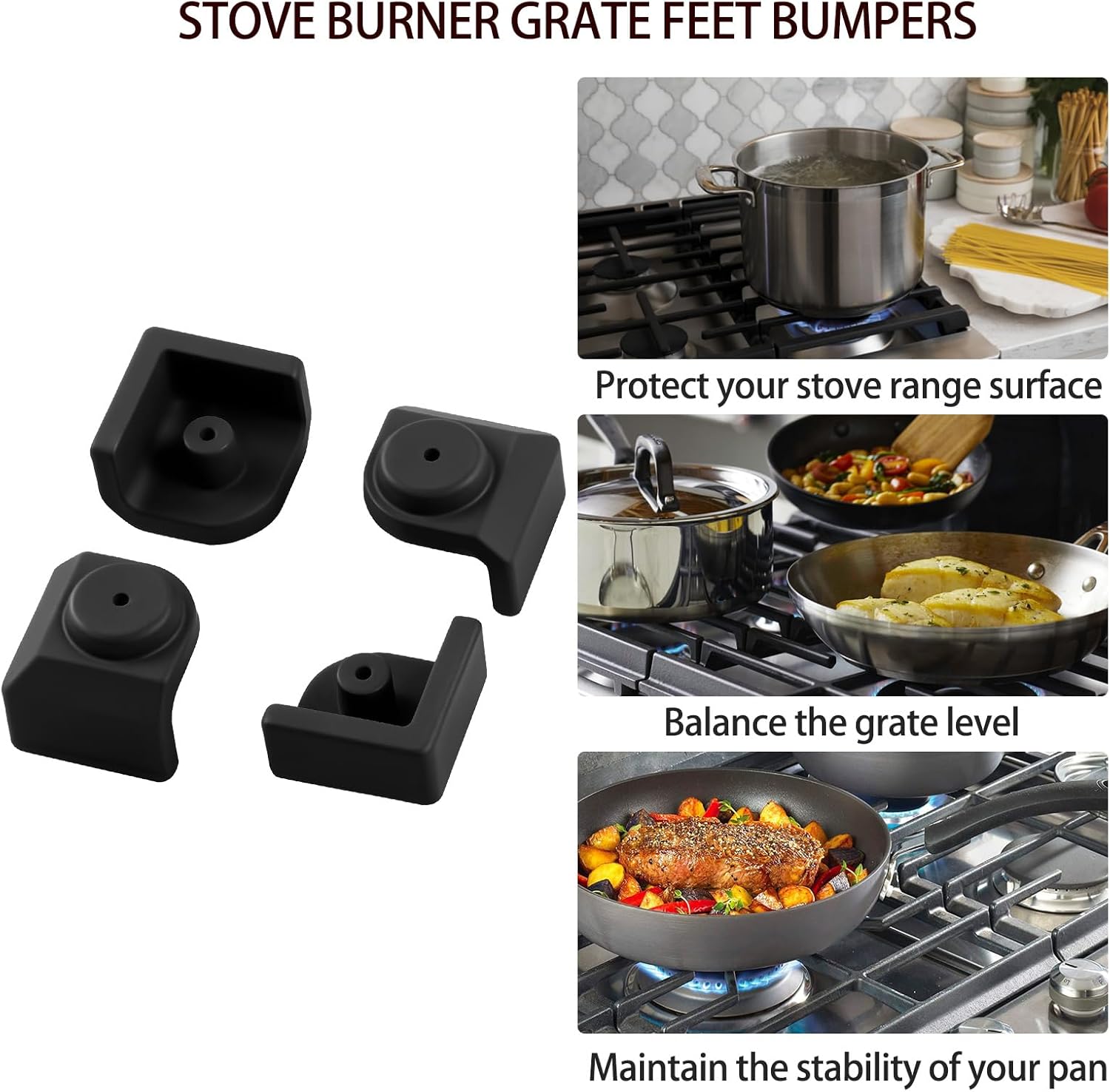 Atgestore W11550692 Grate Rubber Feet Replacement for Whirlpool KitchenAid Jennair Maytag Stove Parts Grate Feet Bumpers Whirlpool Gas Rang Burner Grate Foot Pad Stove Top Cooktop Rubber Pads 16Pcs