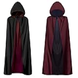 Unisex Vampire Witch Hooded Capes,Women's Halloween Costumes Reversible Cloak,Cosplay Masquerade Party Robes