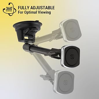 Scosche MP2WD2HD MagicMountTM Pro2 XL Heavy Duty, Strong Suction Cup Cell Phone Mount with Long Arm Windshield/Dashboard Phone Holder and Anti-Shake Stabilizer for iPhone, Android, Tablet, Car, Truck