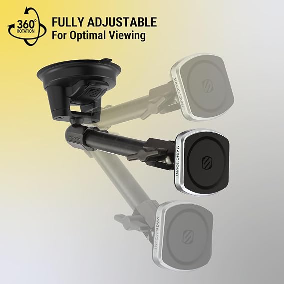 Scosche MP2WD2HD MagicMountTM Pro2 XL Heavy Duty, Strong Suction Cup Cell Phone Mount with Long Arm Windshield/Dashboard Phone Holder and Anti-Shake Stabilizer for iPhone, Android, Tablet, Car, Truck