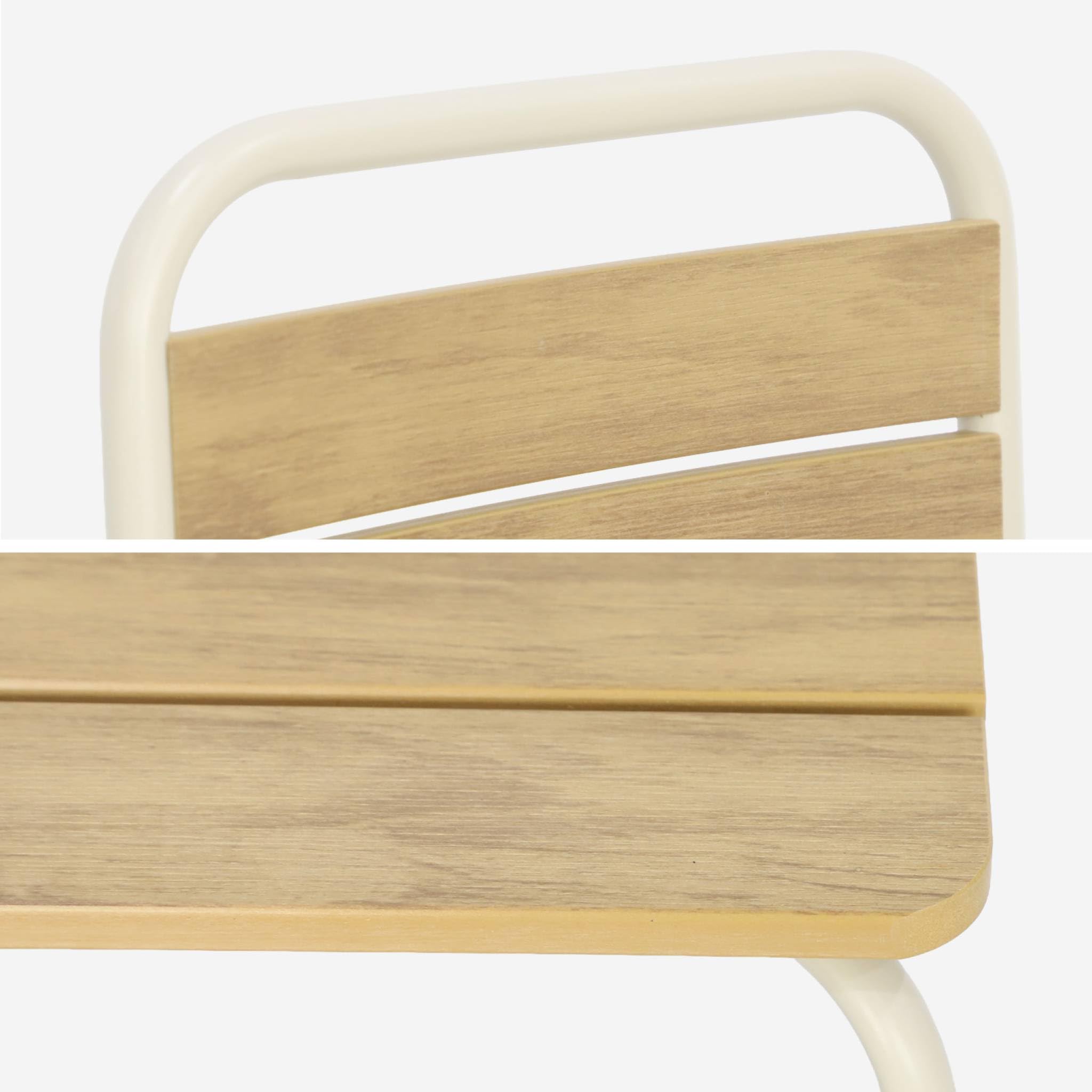 Alice's Garden sweeek - Table de Jardin Enfant Acier et décor Bois + 2 assises Beige - Suzie