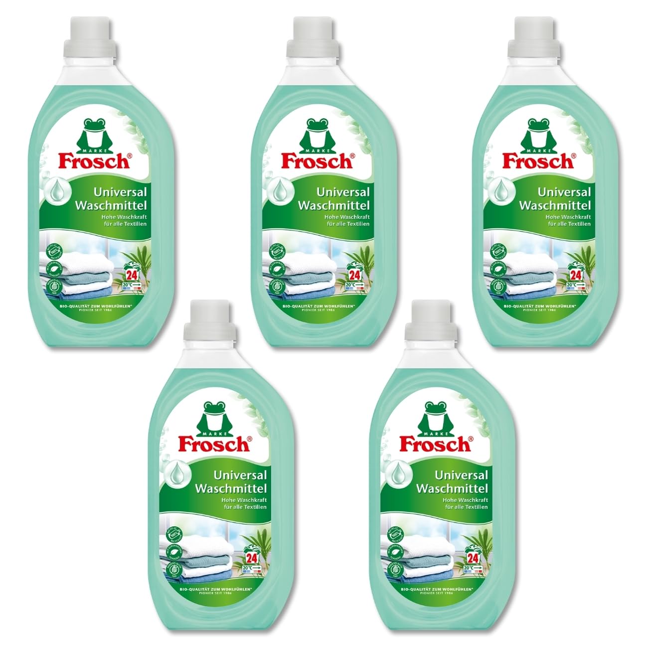 Frosch 5 x Universal-Waschmittel Vorratspackung hohe Waschkraft fr  strahlend saubere Wsche Vorteilspack mit 120 Waschladungen vegan,  mikroplastikfrei und mit europischen Tensiden : Amazon.de: Drogerie &  Krperpflege