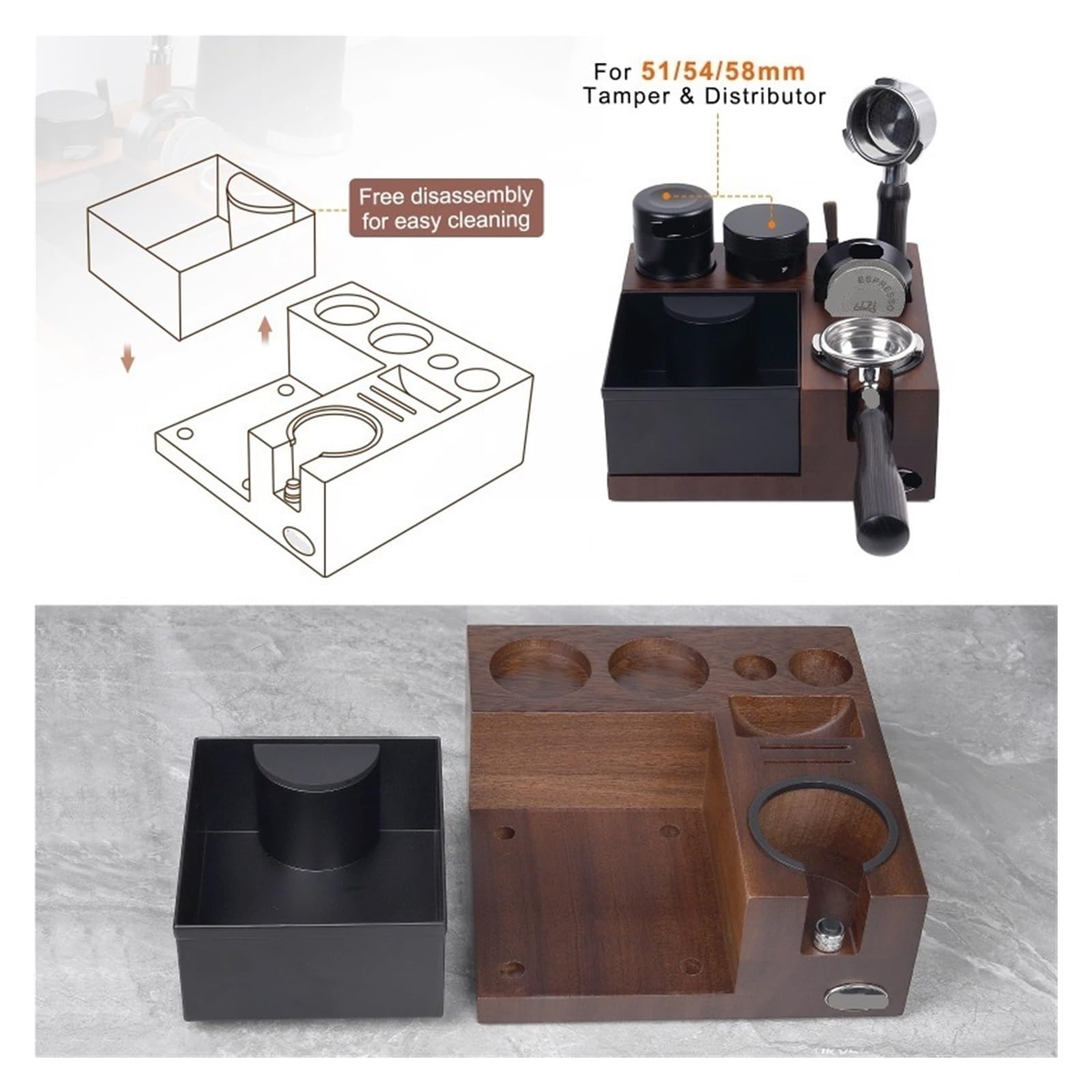 Caja De Golpe De Café Expreso, Compatible Con IKAPE V5, Caja Organizadora De Café for Portafiltro Distribuidor De Manipulación Y Almacenamiento De Barista Con Pantalla Puck
