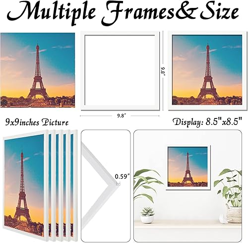 Vista 109 de Juego de 5 portarretratos de 10 x 14 pulgadas, marcos de fotos blancos de alta transparencia para galería de pared horizontal de escritorio vertical