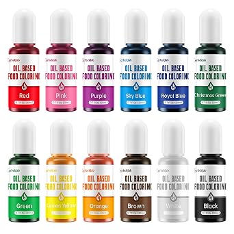 Oil Based Food Coloring for Chocolate 12 Colors x 20 ml Concentrated Oil Food Dye for Melting Chocolate Candy Melts Cake Pops Strawberries