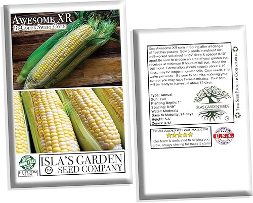 Miniatura 4 de "Awesome XR" Semillas de maíz dulce bicolor para plantar, más de 50 semillas por paquete, semillas de jardín (Isla's Garden Seeds), semillas sin