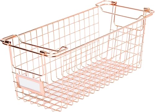 Miniatura 8 de Paquete de 4 cestas apilables de almacenamiento de alambre con asas, para cocina, baño, armarios, armarios, encimeras, contenedores organizadores