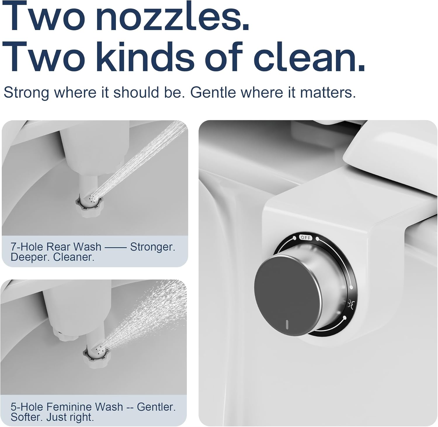 Toilet Bidet with Dual Nozzle Spray,No Electric Bidet Attachment for Toilet with Adjustable Water Pressure,Easy Install Toilet Seat Bidet with Feminine Wash and Rear Wash,Suit for Tight Space - Image 2