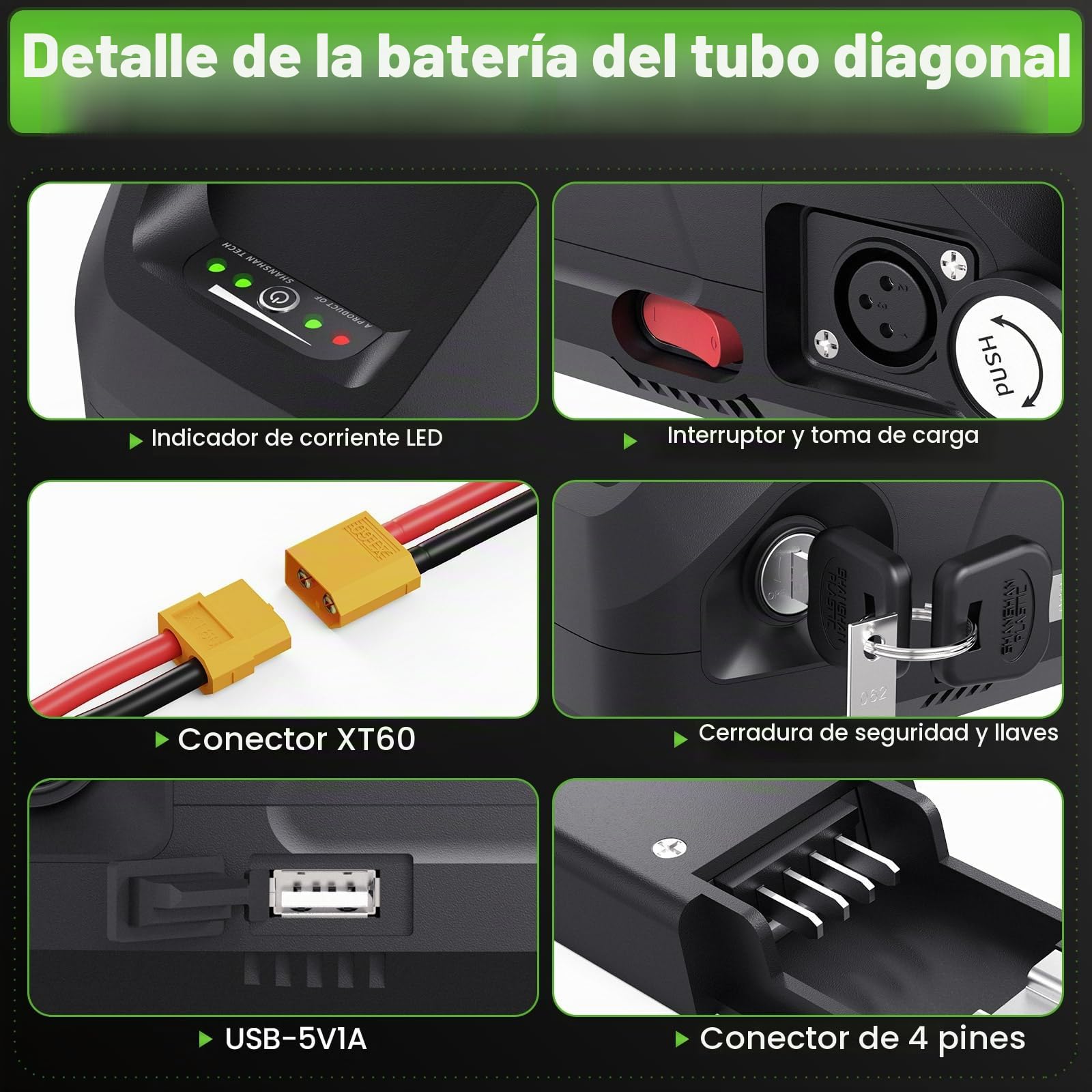 E-Bike Batería (Hailong-2)LG21700 Cells 48 V 19,2 AH con cargador, apto para motores de 250 W - 1500 W, para Mifa VAUN Prophete, puede corresponder a Tianneng, más adecuado para la modificación