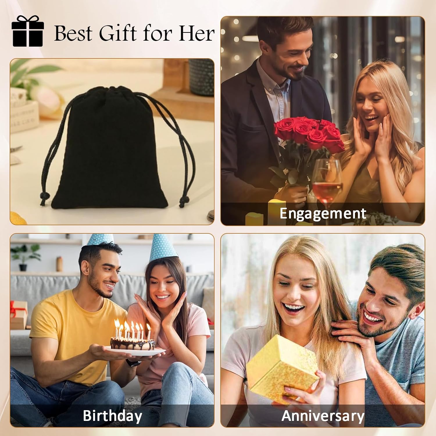 3.5CT Marquise Cut Engagement Ring Set for Women, Wedding Promise Cubic Zirconia Band, 14K Gold/White Gold Plated Stackable Adjustable Bridal Half Eternity Open Rings, Size 5-9 - Image 5