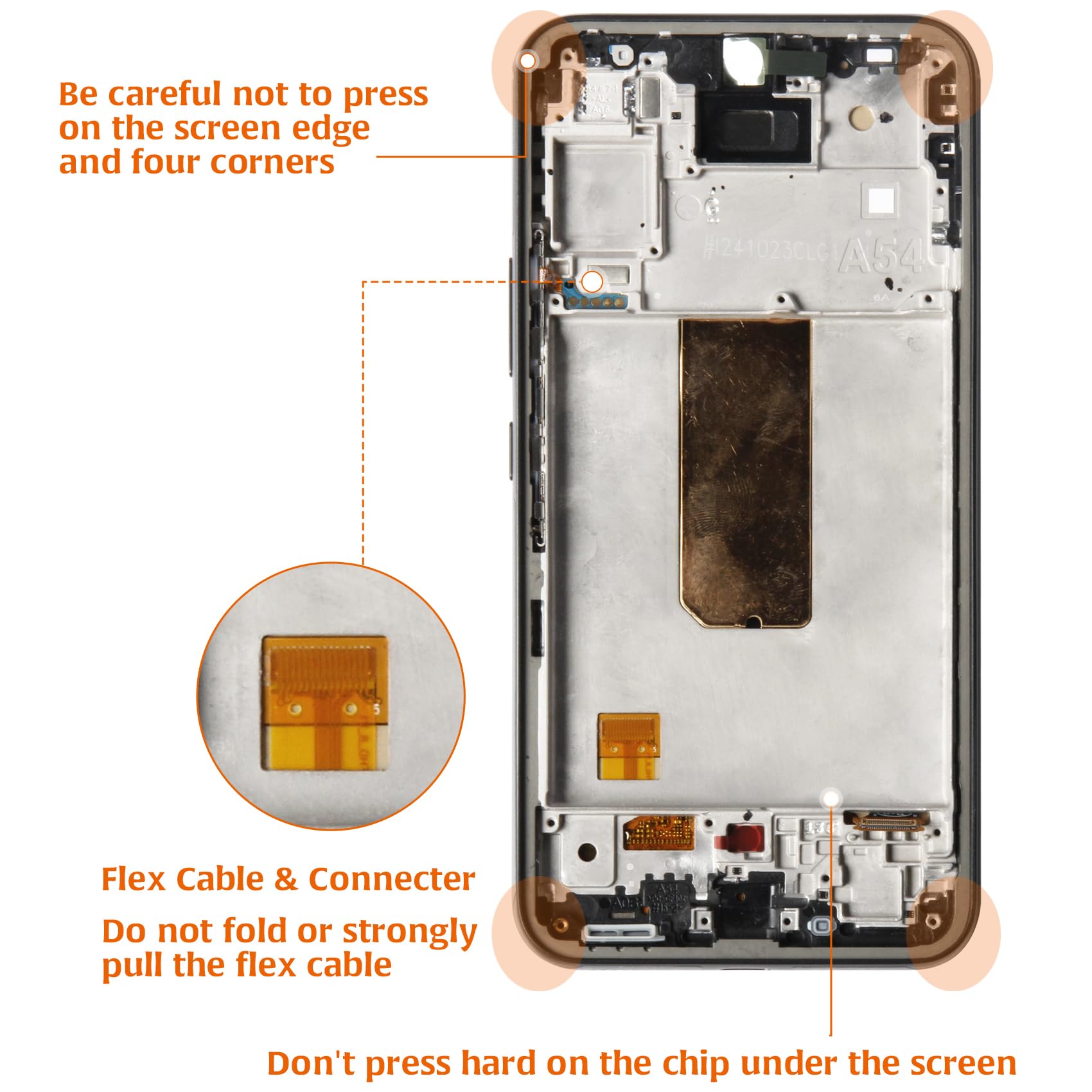 OLED Galaxy A54 5G Bildschirm mit Graphitrahmen Ersatz Touchscreen Digitizer für Samsung Galaxy A54 5G A546V A546U A546B A546E A546M 6,4 Zoll 2023